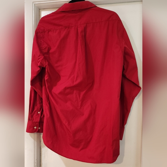 Men's Bill Robinson Red Button Down Long Sleeve Shirt, Size M - Picture 10 of 16